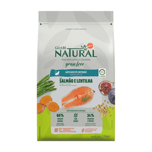 Ração Seca Guabi Natural Gf Gatos Adultos  Castrado Salmão E Lentilha - 7,5Kg