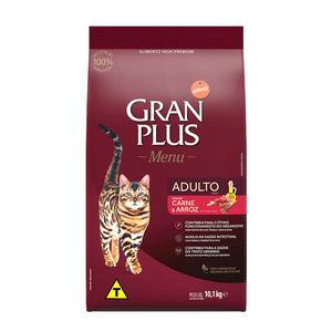 Ração Seca Gran Plus Menu Gatos Adultos  Carne E Arroz - 10,1Kg