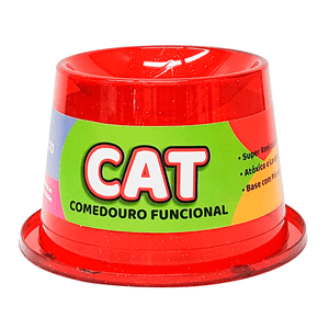 Comedouro Alto Antiformiga Cat  Vermelho Glitter - 250Ml