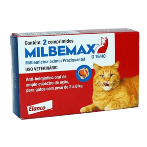 Vermifugo Elanco Milbemax Fc Para Gatos De  2 Comprimidos - De 2 Kg A 8 Kg