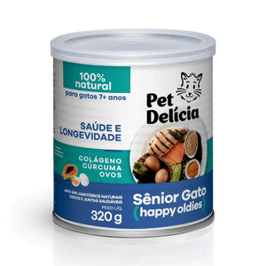 Pet Delícia Sênior 7+ Colágeno, Cúrcuma e Ovos Para Gatos - 320G