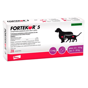 Fortekor Flavour 5 Para Cães E Gatos - 28 Comprimidos