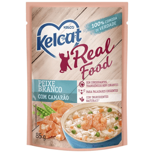Kelcat Real Food Peixe Branco Com Camarão - 85G
