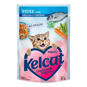 Kelcat Alimento Úmido Sachê Peixe, Ervilha E Cenoura - 85G
