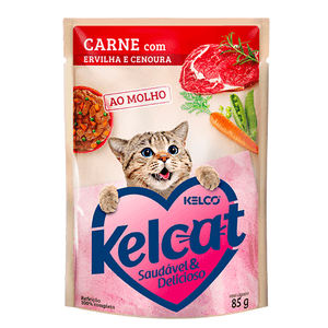 Kelcat Alimento Úmido Sachê Carne, Ervilha E Cenoura - 85G