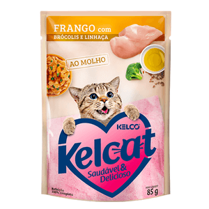 Kelcat Alimento Úmido Sachê Frango, Brócolis E Linhaça - 85G