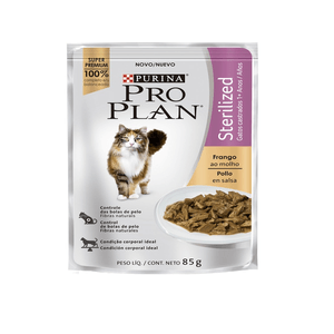 Nestlé Purina Pro Plan Ração Úmida Para Gatos Castrados Frango Ao Molho - 85G