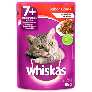 Ração Úmida Whiskas Sachê Carne Ao Molho Para Gatos Adultos  Sênior 7+ Anos - 85G