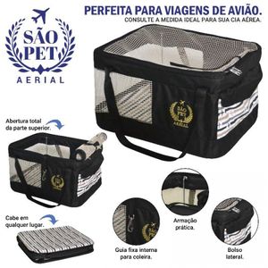 Bolsa De Transporte São Pet Aerial Gl Para Cães E Gatos - Preta