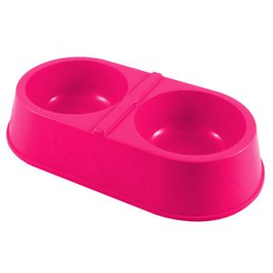 Comedouro Duplo Patinhas Rosa
