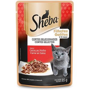 Ração Úmida Sheba Sachê Gatos Filhotes Carne ao Molho 85g