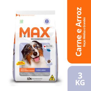 Ração Max Cães Adultos Raças Médias e Grandes Carne e Arroz 3kg