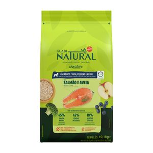 Ração Guabi Natural Sensitive Salmão e Aveia Cães Adultos Raças Mini, Pequeno e Médio 10,1kg