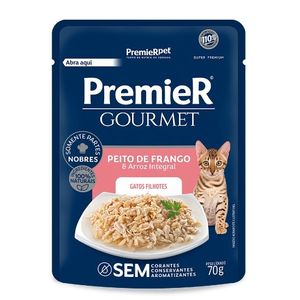 Sache Premier Gourmet Gatos Filhotes Frango e Arroz Integral 70g