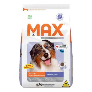 Ração Max Cães Adultos Raças Médias e Grandes Carne e Arroz 15kg