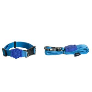 Coleira e Guia Degradê Azul M Poliéster