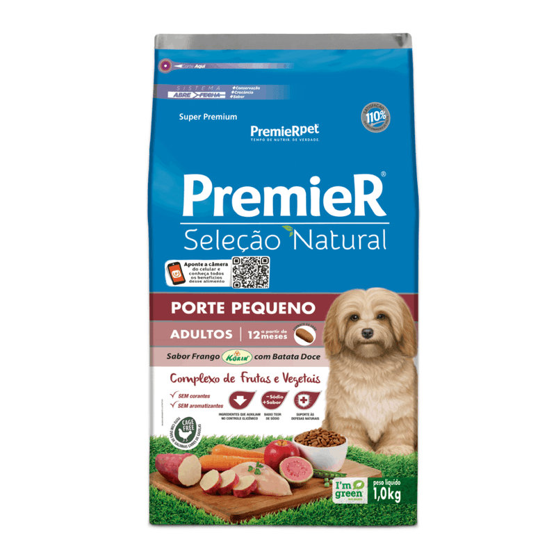 Racao-Premier-Selecao-Natural-Caes-Adultos-Racas-Pequenas-Frango-com-Batata-Doce-1kg-frente