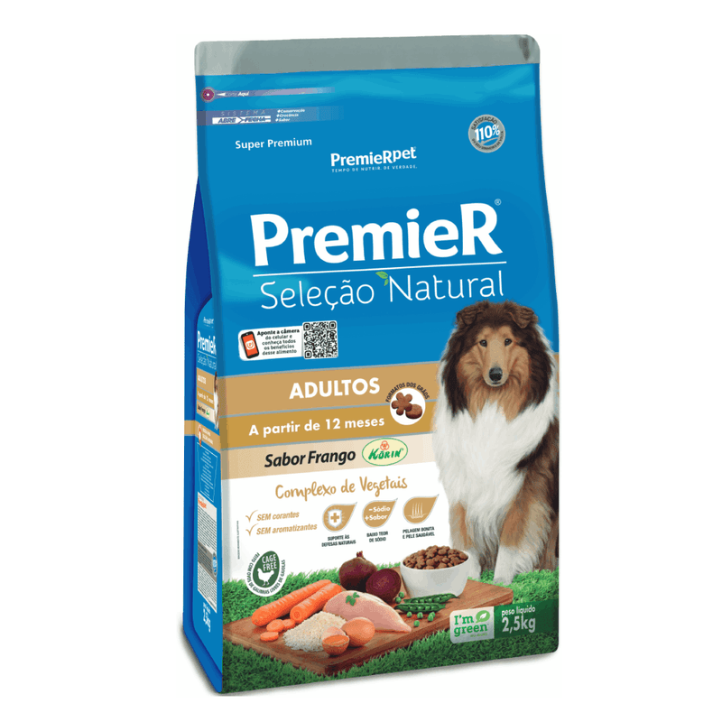 Racao-Premier-Selecao-Natural-Caes-Adultos-Frango-Korin-2kg-lateral