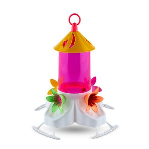 Bebedouro Beija-flor Rosa Com Poleiro e Chapeu 200ml Injetfour
