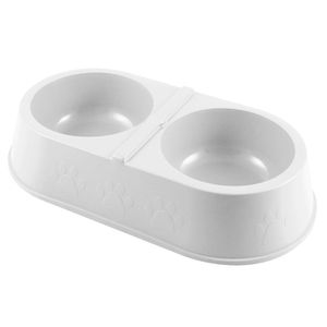 Comedouro Duplo Patinhas 900ml Branco
