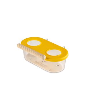 Comedouro Amarelo 2 Furos Pequeno Com Poleiro e Gancho Injetfour