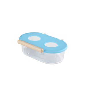 Comedouro Azul 2 Furos Medio Com Gancho e Poleiro 215ml Injetfour