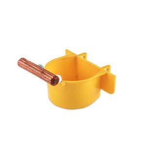 Comedouro Com Poleiro Color Amarelo 110ml Injetfour