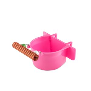 Comedouro Com Poleiro Color Rosa Pink 110ml Injetfour