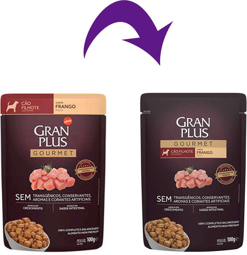 Racao_Umida_GranPlus_Sache_Gourmet_Frango_para_Caes_Filhotes_2387159