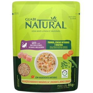 Ração Úmida Guabi Natural Sachê Gatos Adultos  Frango E Cereais - 85G