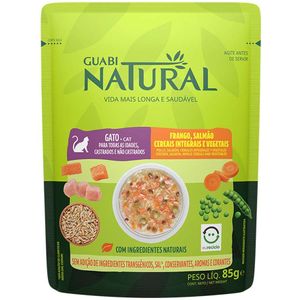 Ração Úmida Guabi Natural Sachê Gatos Adultos  Salmão E Frango - 85G