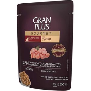 Ração Úmida Gran Plus Sachê Gourmet Gatos Filhotes Frango - 85G