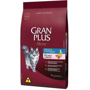 Ração Seca Gran Plus Gatos Castrados Salmão E Arroz - 10,1Kg
