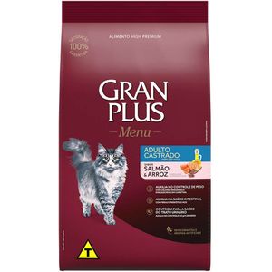 Ração Seca Gran Plus Gatos Castrados Salmão E Arroz - 3Kg