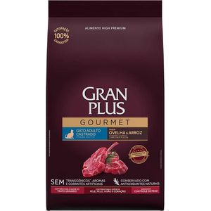 Ração Seca Gran Plus Gourmet Gatos Adultos  Castrados Ovelha E Arroz - 3Kg