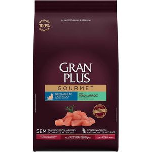 Ração Seca Gran Plus Gourmet Gatos Adultos  Castrados Peru E Arroz - 3Kg