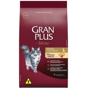 Ração Seca Gran Plus Menu Gatos Sênior Castrados Frango E Arroz - 3Kg