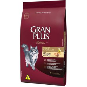 Ração Seca Gran Plus Menu Gatos Sênior Castrados Frango E Arroz - 10,1Kg