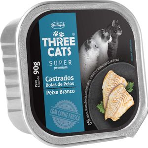 Pate Three Cats Sp Castrados Bola De Pelos - 90G