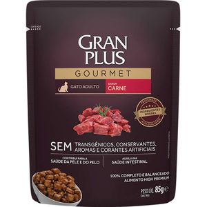 Ração Úmida Gran Plus Sachê Gourmet Gatos Adultos  Carne - 85G