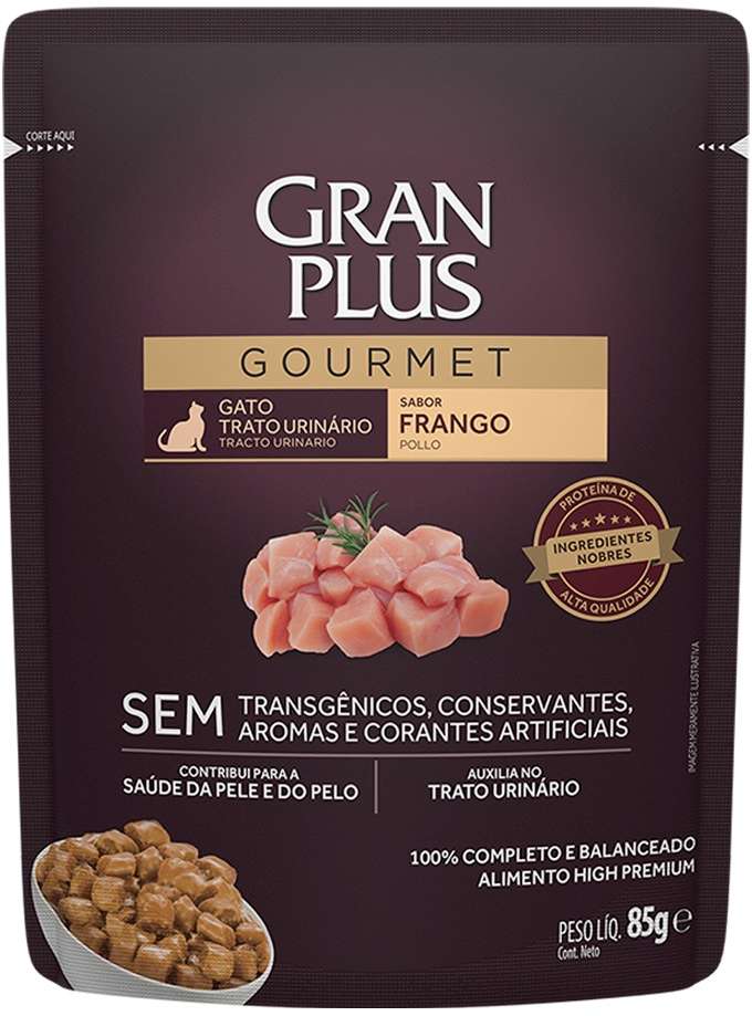 Racao_Umida_GranPlus_Sache_Gourmet_Trato_Urinario_Frango_para_Gatos_Adultos_2387560_FRENTE