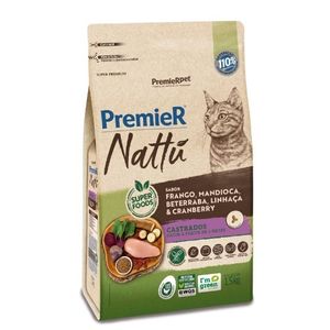 Premier Nattu Gatos Castrados Mandioca 1,5Kg