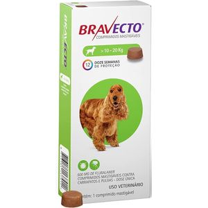 Bravecto Antipulgas E Carrapatos  Para Cães 500Mg  - De 10 A 20 Kg
