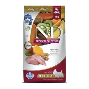 Ração Seca Nd Tropical Selection Canine Adultos Porte Mini Frango 2,5Kg