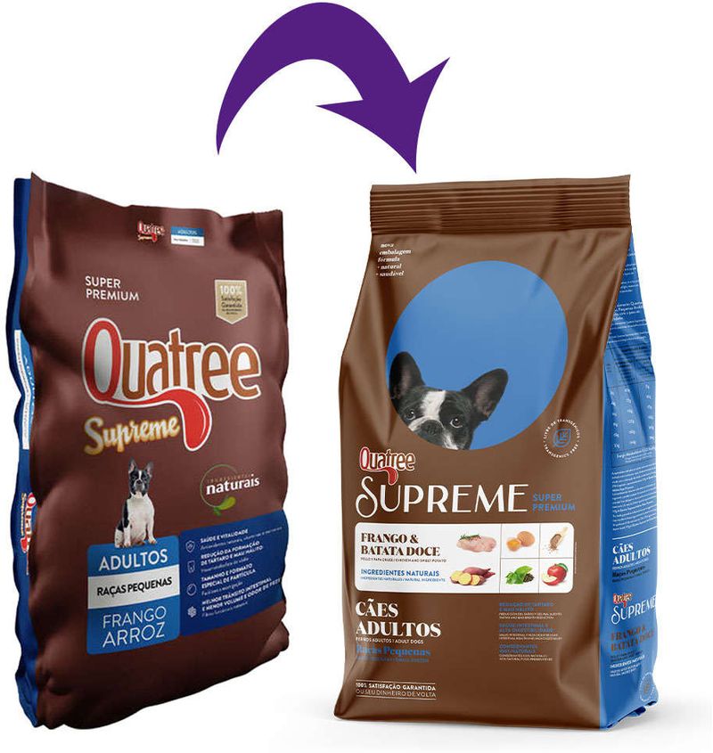 Racao_Seca_Quatree_Supreme_Frango_e_Batata_Doce_Caes_Adultos_Racas_Pequenas