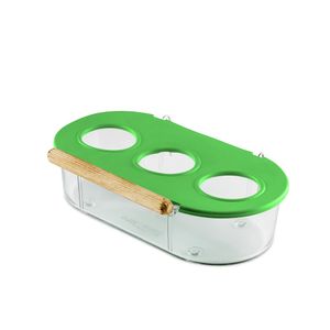 Comedouro Verde 3 Furos Pq Com Poleiro E Gancho 120Ml Injetfour