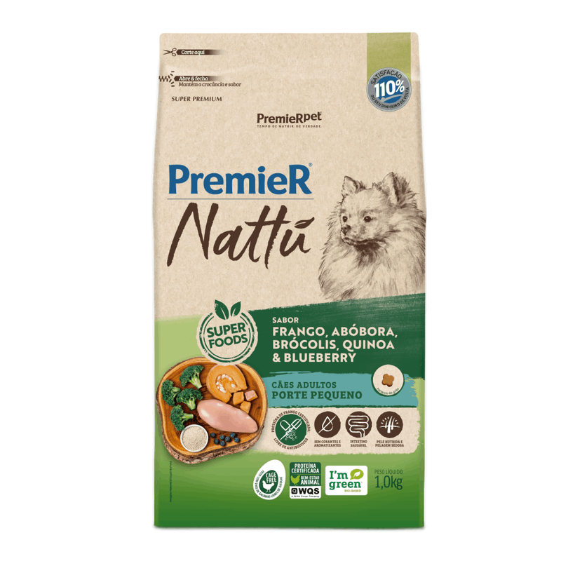 Racao-Premier-Nattu-Caes-Adultos-Abobora-Pequeno-Porte-1kg-frente