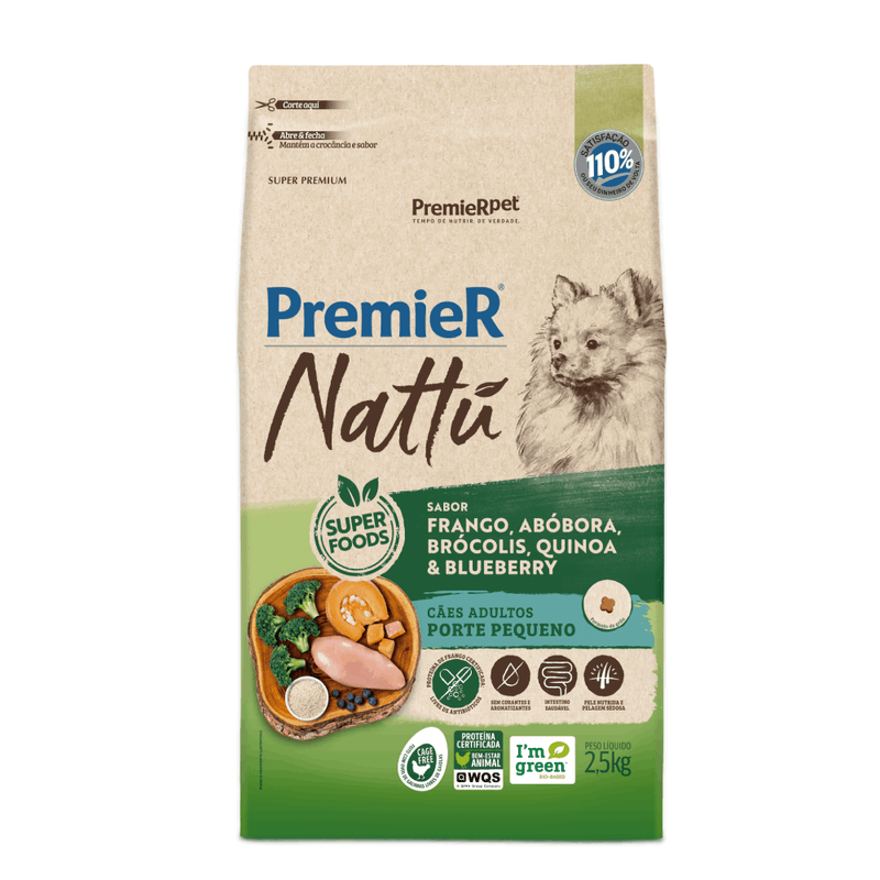 Racao-Premier-Nattu-Caes-Adultos-Abobora-Pequeno-Porte-2kg-frente