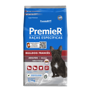 Ração Seca Premier Pet Raças Especificas Cães Adultos Bulldog Francês - 2,5Kg