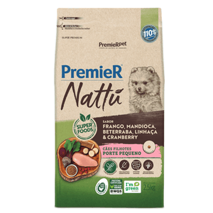 Ração Seca Premier Nattu Cães Filhotes Mandioca Pequeno Porte  - 2,5Kg